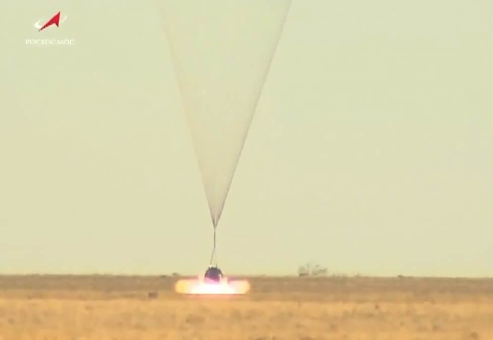 Soyuz MS-08 leaves ISS and lands with crew of three