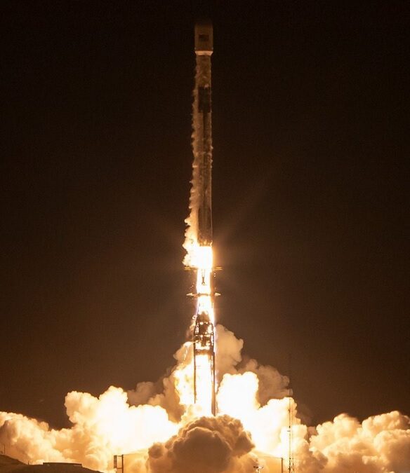 Falcon 9 launches from Vandenberg with 52 Starlink Group 2-10 satellites aboard